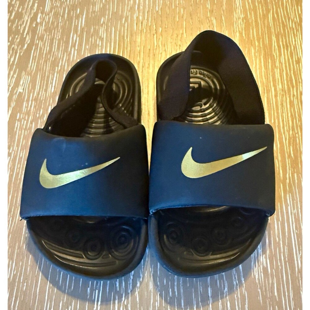 Nike Kawa Slide Kids Sandals Blue/Black Slip-On US 7C UK 6.5 EU 23.5